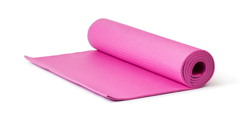 Preview: Rolled Pink Yoga Mat on White Background