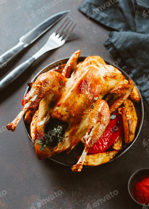 Preview: Roasted guinea fowl with herbs and olive oil