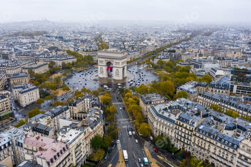 Preview: Aerial view of Arc de Triomphe, Paris