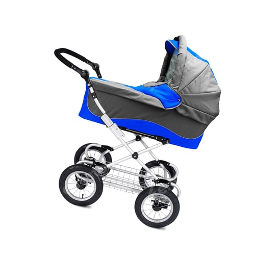 Preview: Baby Stroller in Blue and Gray on White