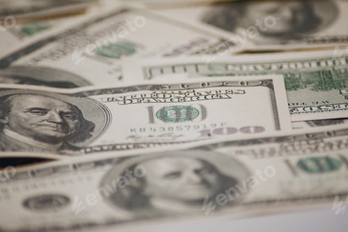 Preview: American One Hundred Dollar Bills Close Up