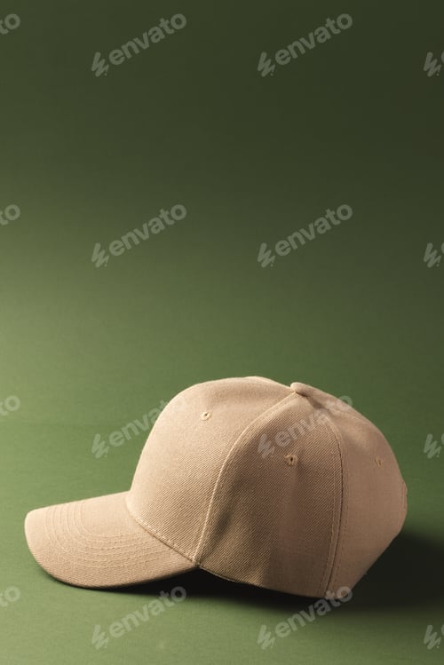 Preview: Cream baseball cap and copy space on green background