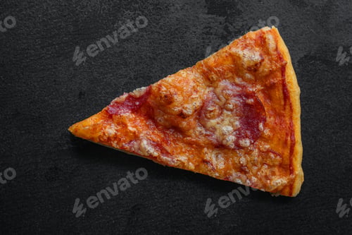 Preview: Pizza Salami Sausages (Tomato Sauce, Cheese, Meat). Food Background. Top View. Copy Space