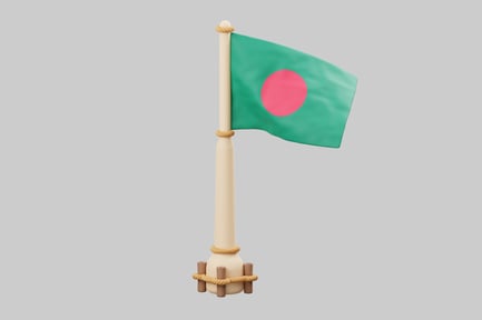 Preview: Flagpole with national flag of Bangladesh