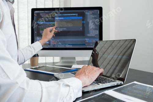 Preview: Programmer, Man working with computer programming, professional development, and coding technology