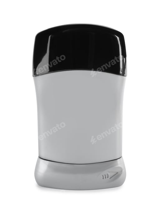 Preview: Blank plastic deodorant container on white background