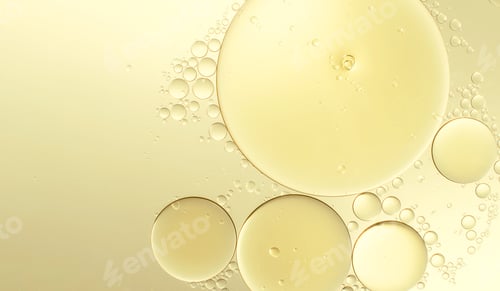 Preview: Abstract various yellow bubbles oil or serum. cosmetic or spa ingredient concept