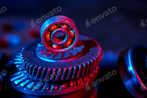 Preview: Gears. Machine part. Neon color