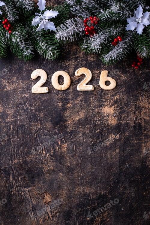 Preview: Festive New Year's cookies in the shape of 2026