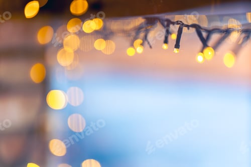 Preview: LED lights garland, light bulbs on a bokeh background.