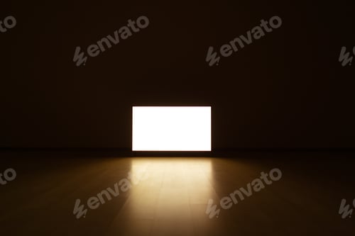 Preview: The television on a floor in the dark room