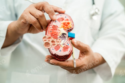 Preview: Kidney disease, Chronic kidney disease ckd, Doctor hold model to study and treat in hospital.