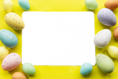 Preview: Colorful Easter Eggs Frame White Copy Space