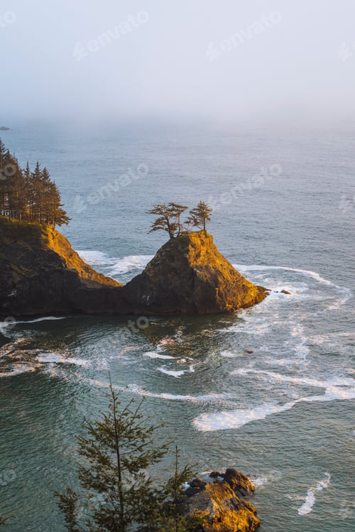 Preview: Golden hour over serene coastal cliffs