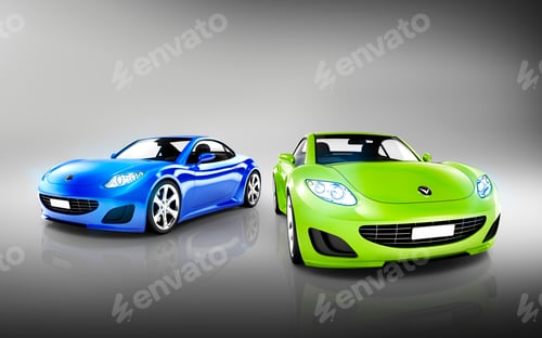 Preview: Two Elegant Multicolored Modern Cars