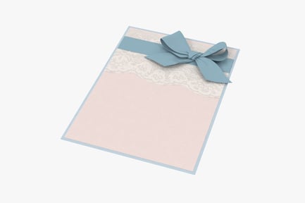 Preview: Baby Shower Card with Blue Ribbon and Lace