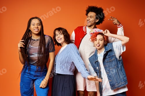 Preview: Unity in diversity: young multicultural friends standing together