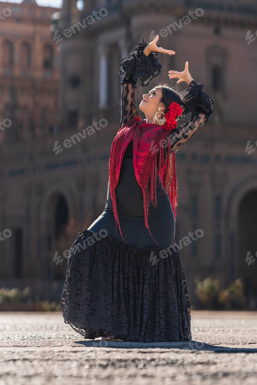Preview: Flamenco dancer performing on a traditional square