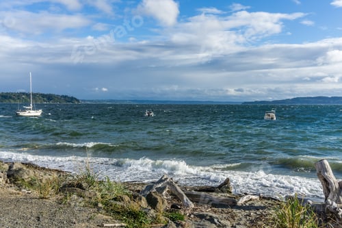 Preview: Boats Are Anchored At Three Tree Point In Burien, Washington On A Windy Day.