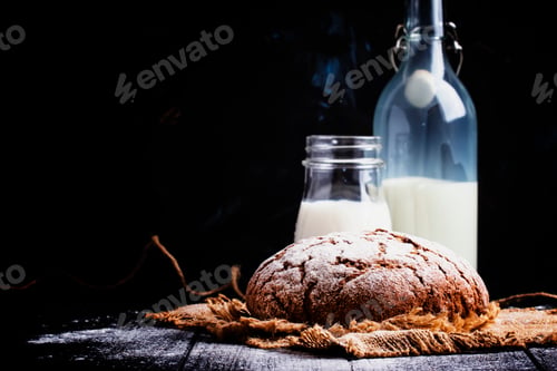 Preview: Homemade rye bread and fresh milk