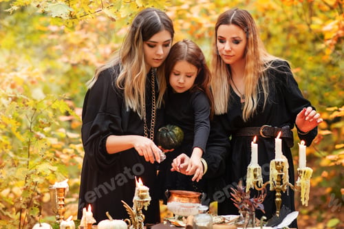 Preview: Witches preparing witch potion on Halloween day