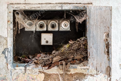 Preview: Electrotechnical recess with old fuses
