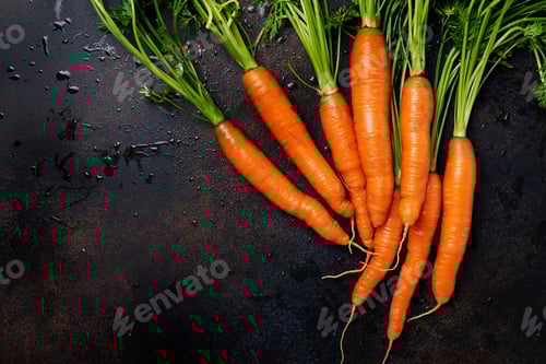 Preview: Fresh carrots with green leaves