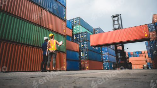 Preview: logistic worker teamwork and partner of foreman, engineer, and businessman working