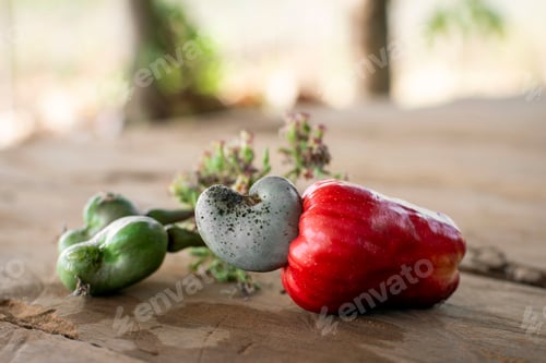 Preview: asian whole cashew fruit outdoors in thailand farm