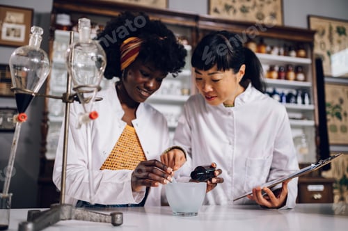 Preview: Multicultural chemists are making traditionally a cure in a vintage pharmacy.