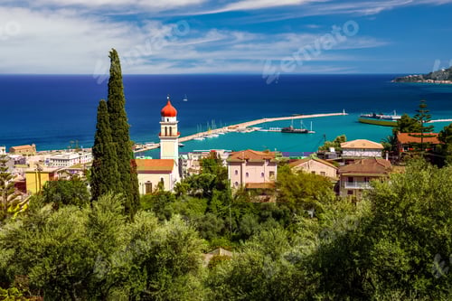 Preview: Summer view of Zakynthos Zante town. Beautiful cityscape panorama of Greece city