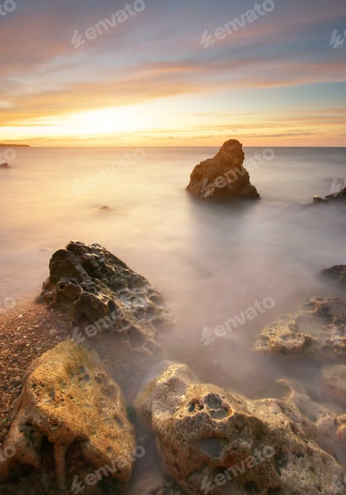 Preview: Beautiful seascape. Sunset on the sea.