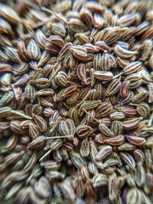 Preview: Pile of Brown Caraway Seeds in Extreme Close-Up