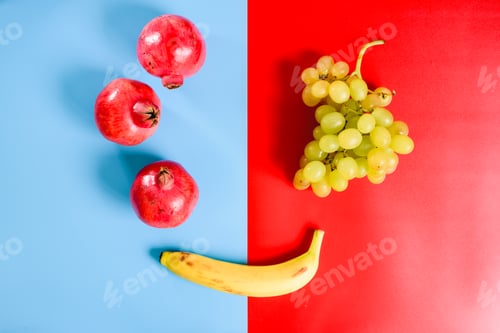 Preview: Healthy fruits of red colors isolated on flat background.