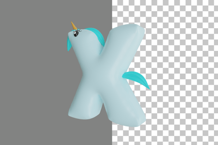 Preview: Letter X Unicorn 3D Icon