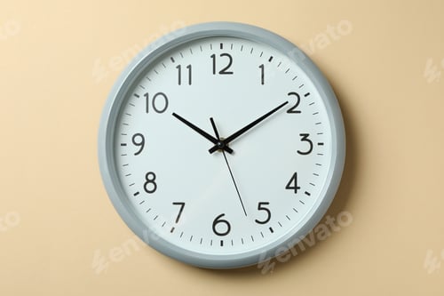 Preview: Standard gray home clock on beige background