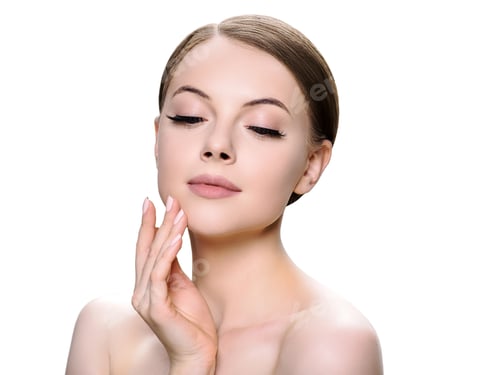 Preview: Beauty skin woman face cosmetic concept healthy hair and natural makeup