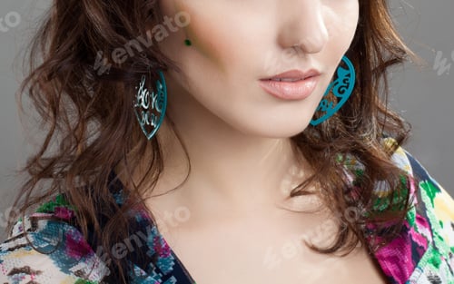 Preview: Portrait of cute girl with idnian make up