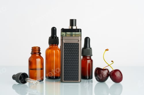 Preview: Vape liquid with cherry flavor on white background