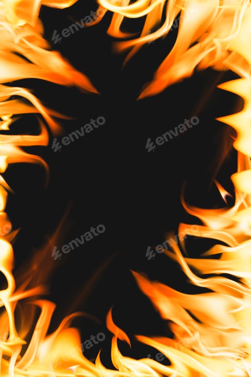 Preview: Blazing flame background, orange frame realistic fire image