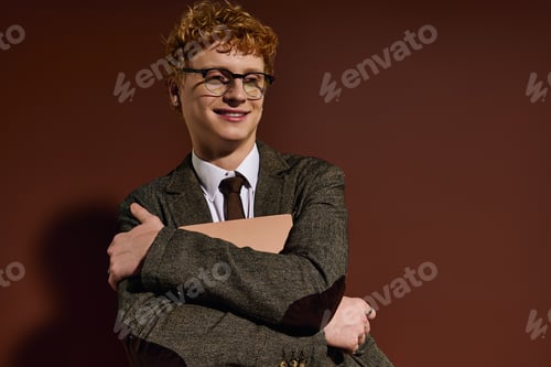 Preview: Young stylish man embraces creativity with confidence in a modern setting