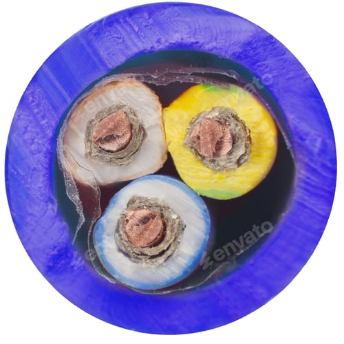 Preview: Cross-section electric cables on a white background with a clipping path.
