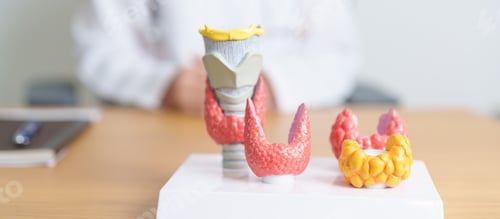 Preview: Doctor with human Thyroid anatomy model. Hyperthyroidism