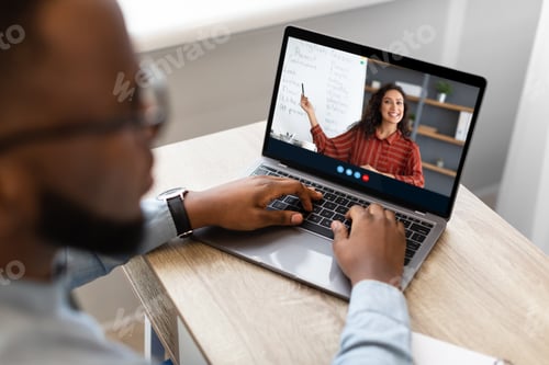 Preview: Man Attending Online Language Class at Home