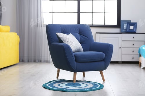 Preview: Stylish room interior with comfortable blue armchair