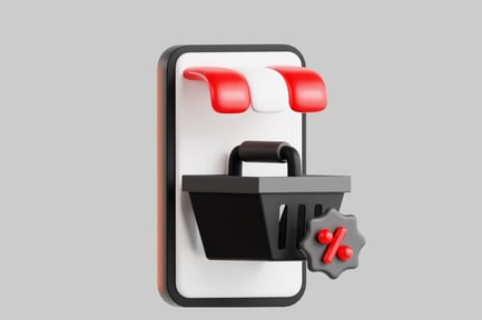 Preview: Mobile online shopping basket percent