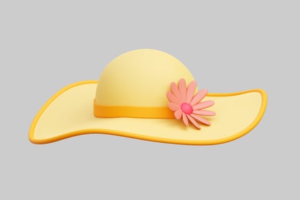 Preview: Yellow Sunhat With Pink Flower Decoration