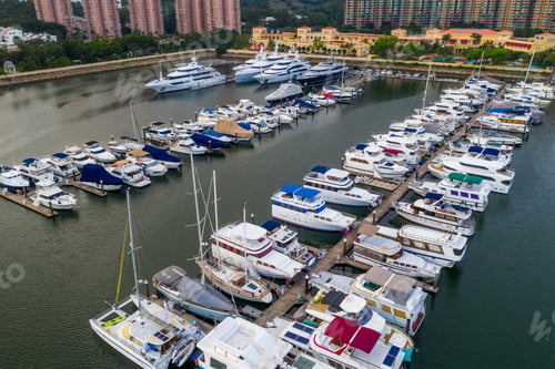 Vista previa: Tuen Mun, Hong Kong 16 May 2019: Aerial view of Hong Kong typhoon shelter