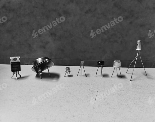 Preview: Row of transistors on gray backgr