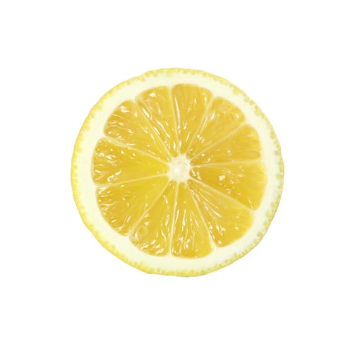 Preview: Fresh ripe lemon half isolated on white